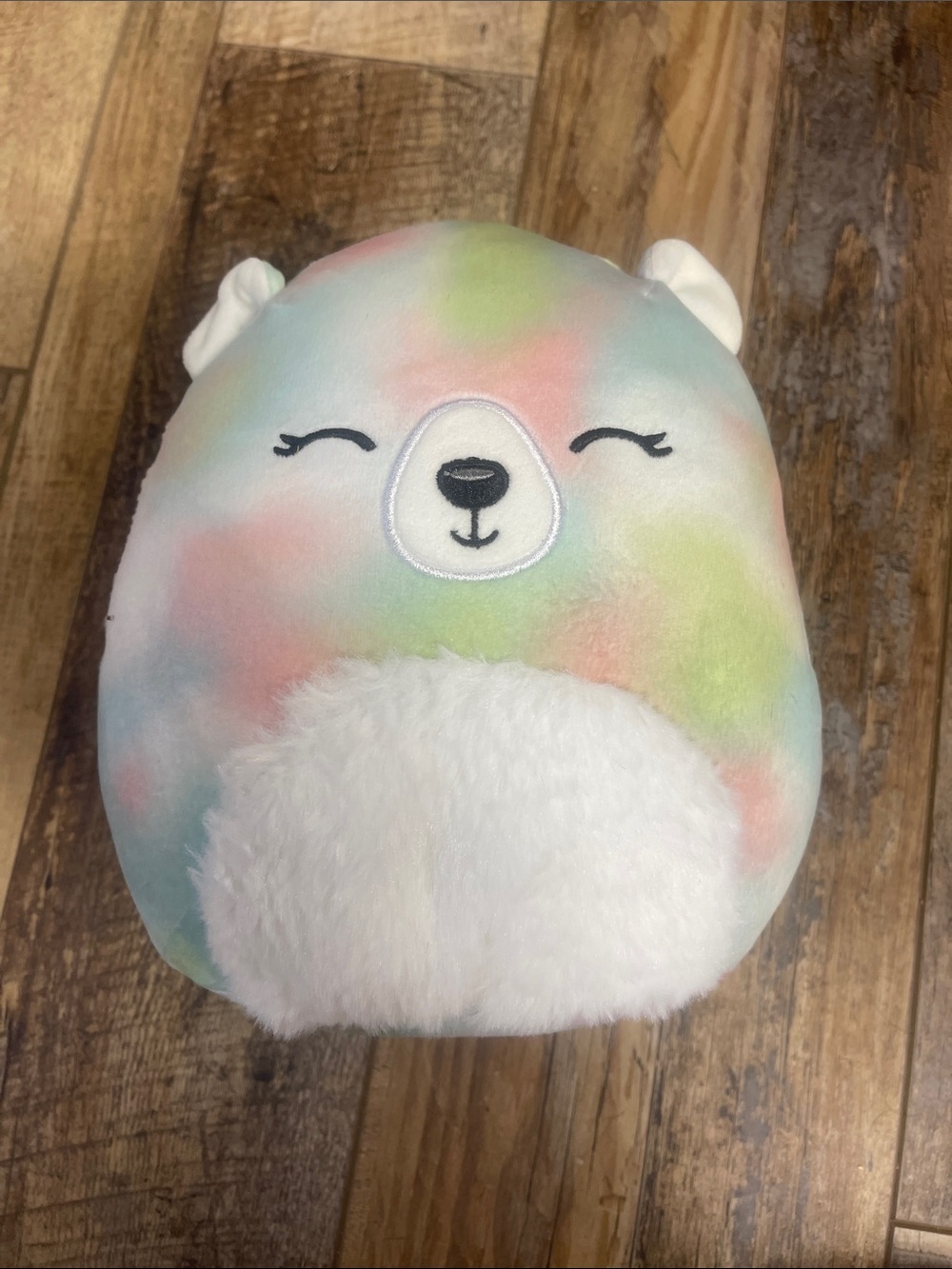 Squishmallows Pastel Tie-Dye Bear with White Belly